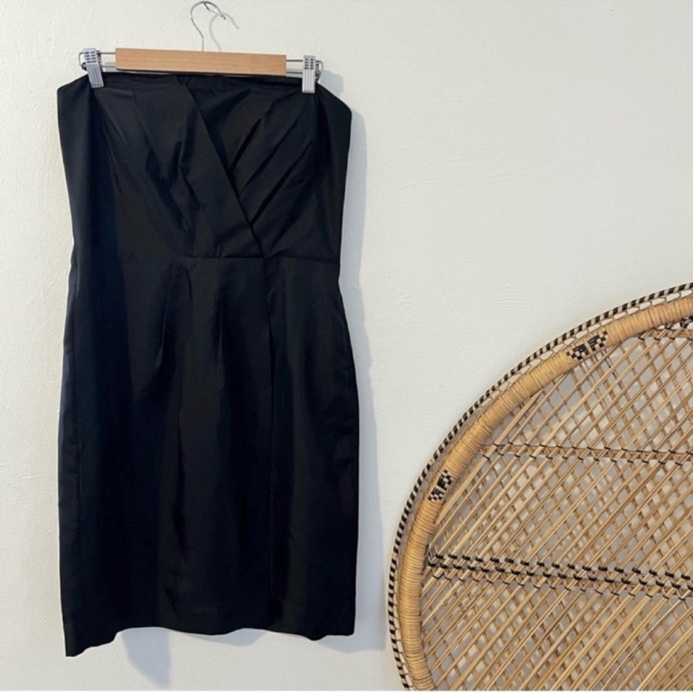 NWT banana republic black silk satin strapless mini dress size 10